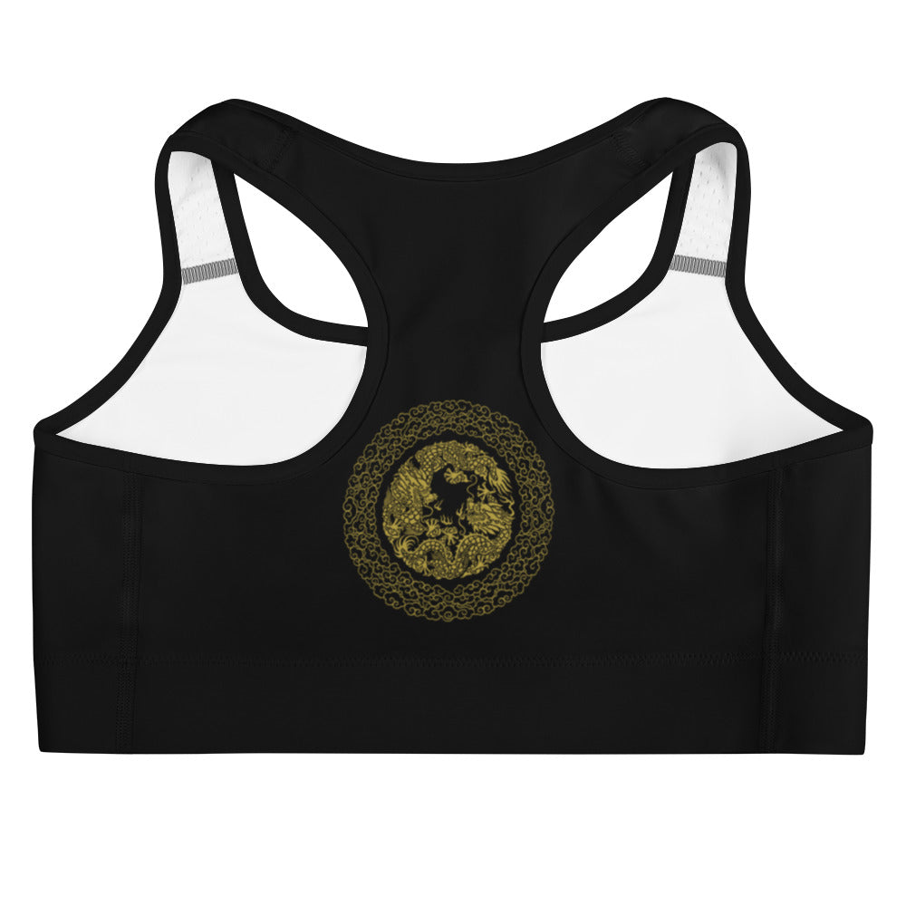 Prestige™ Black and Gold DRAGON Sports Bra