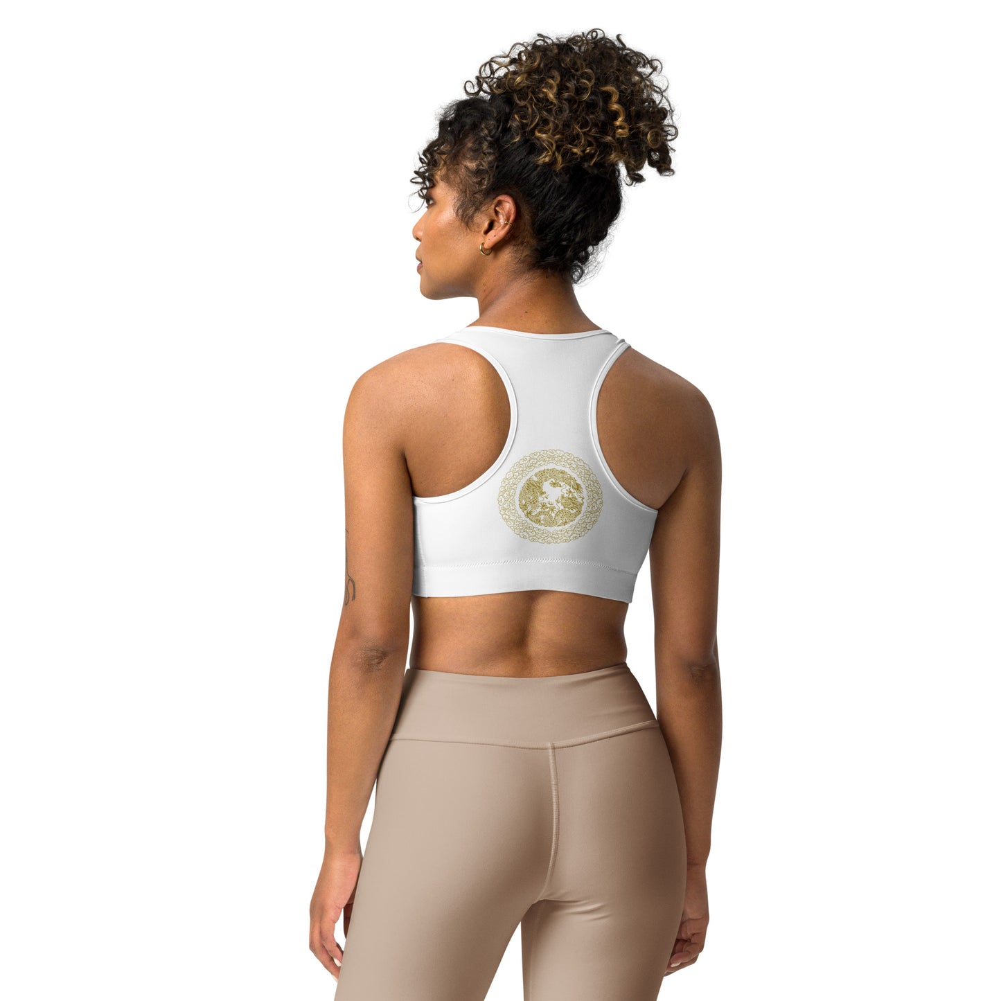 Prestige™ White and Gold DRAGON Sports Bra