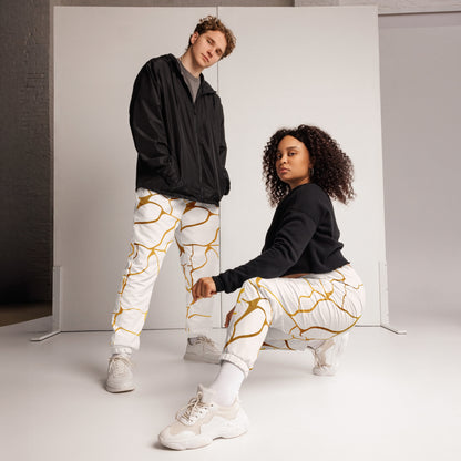 Prestige™ Unisex-Jogginghose aus weißem und goldenem Filament