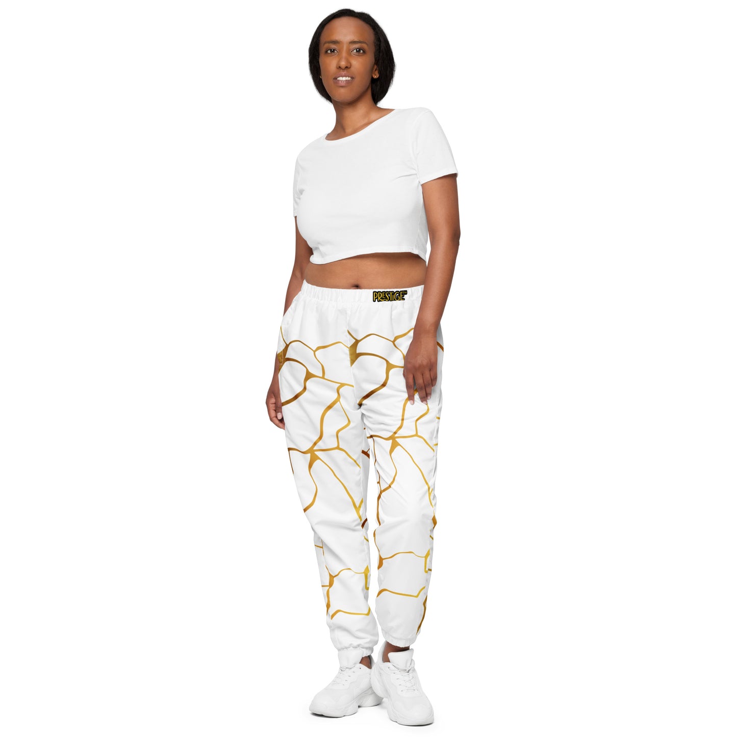 Prestige™ Unisex-Jogginghose aus weißem und goldenem Filament