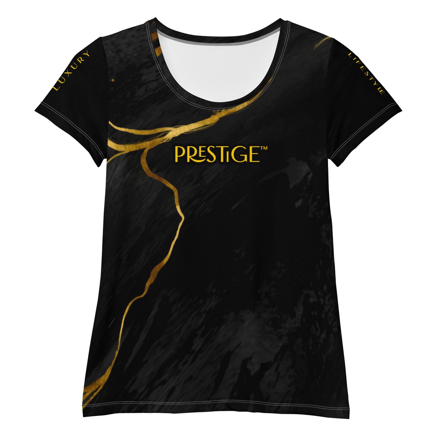 T-shirt Crop-Top Prestige™ Marbre Noir & Or