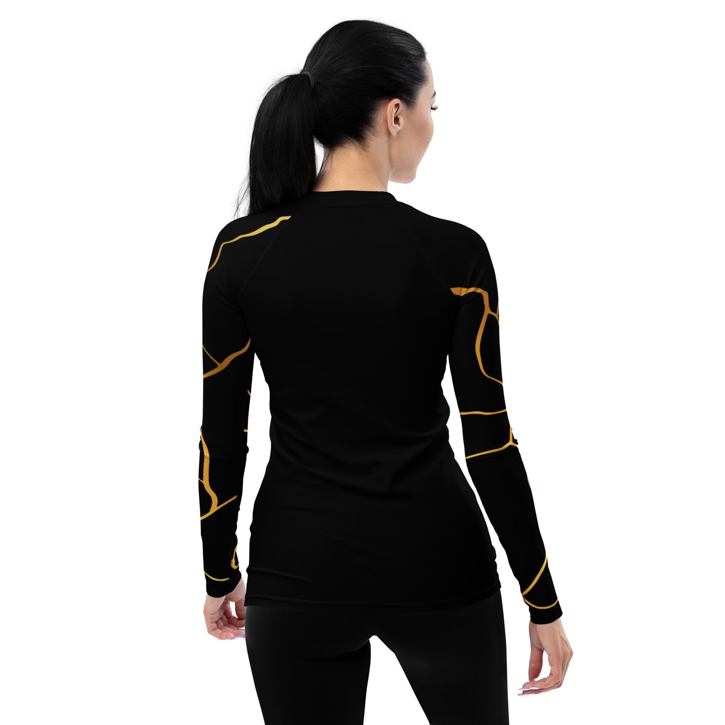 T-shirt de Compression Prestige™ pour Femme Noir et Or Filament