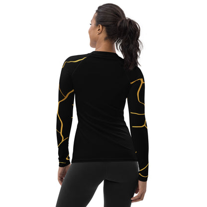 T-shirt de Compression Prestige™ pour Femme Noir et Or Filament