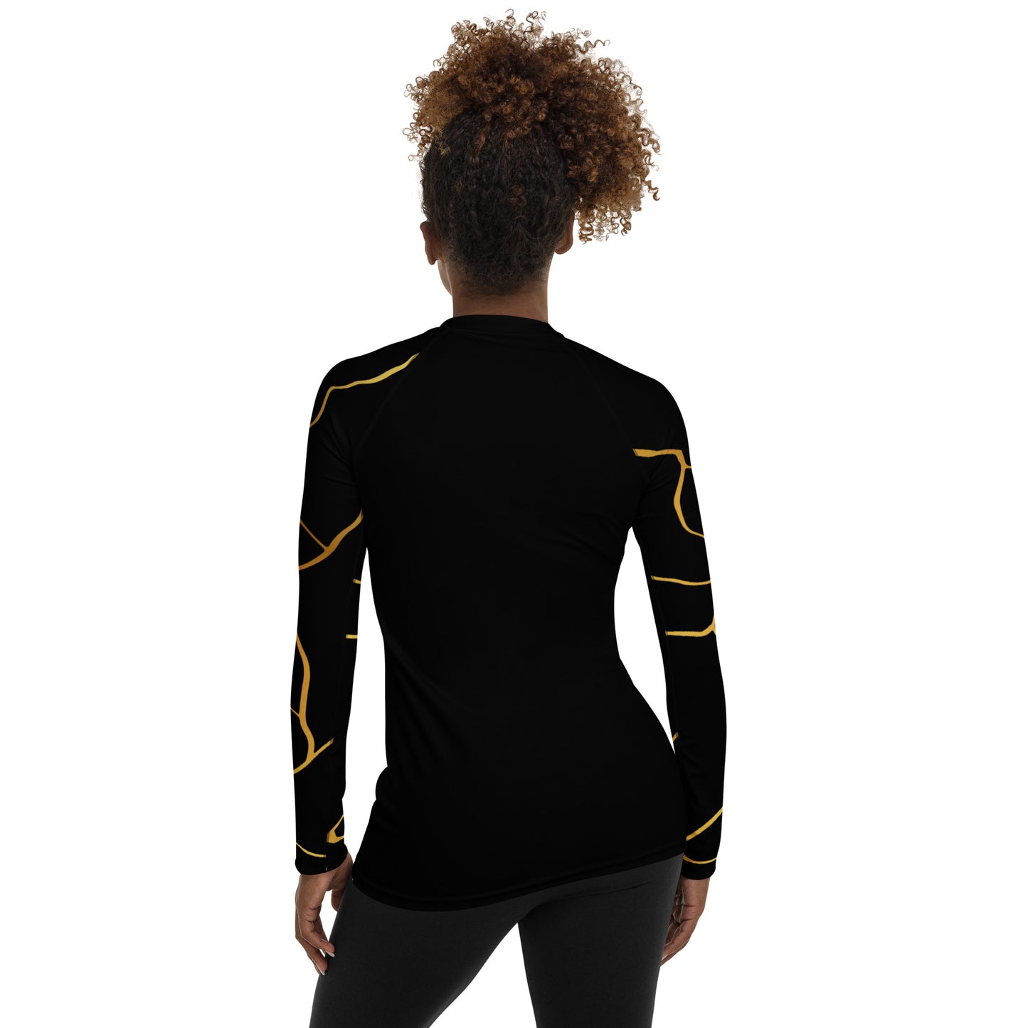 T-shirt de Compression Prestige™ pour Femme Noir et Or Filament