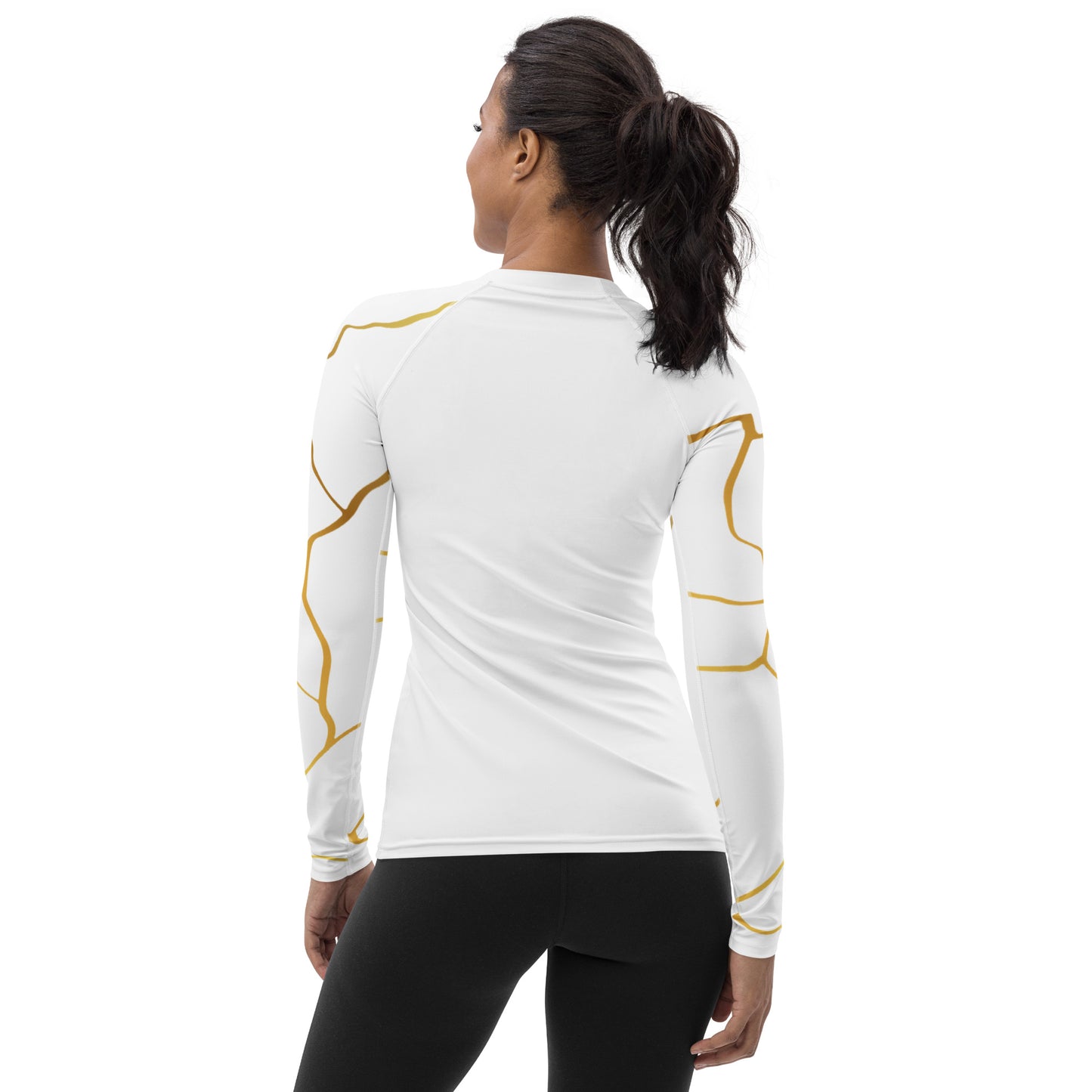 Prestige™ Kompressions-T-Shirt für Damen, weißes und goldenes Filament