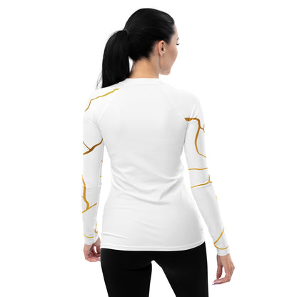 Prestige™ Kompressions-T-Shirt für Damen, weißes und goldenes Filament