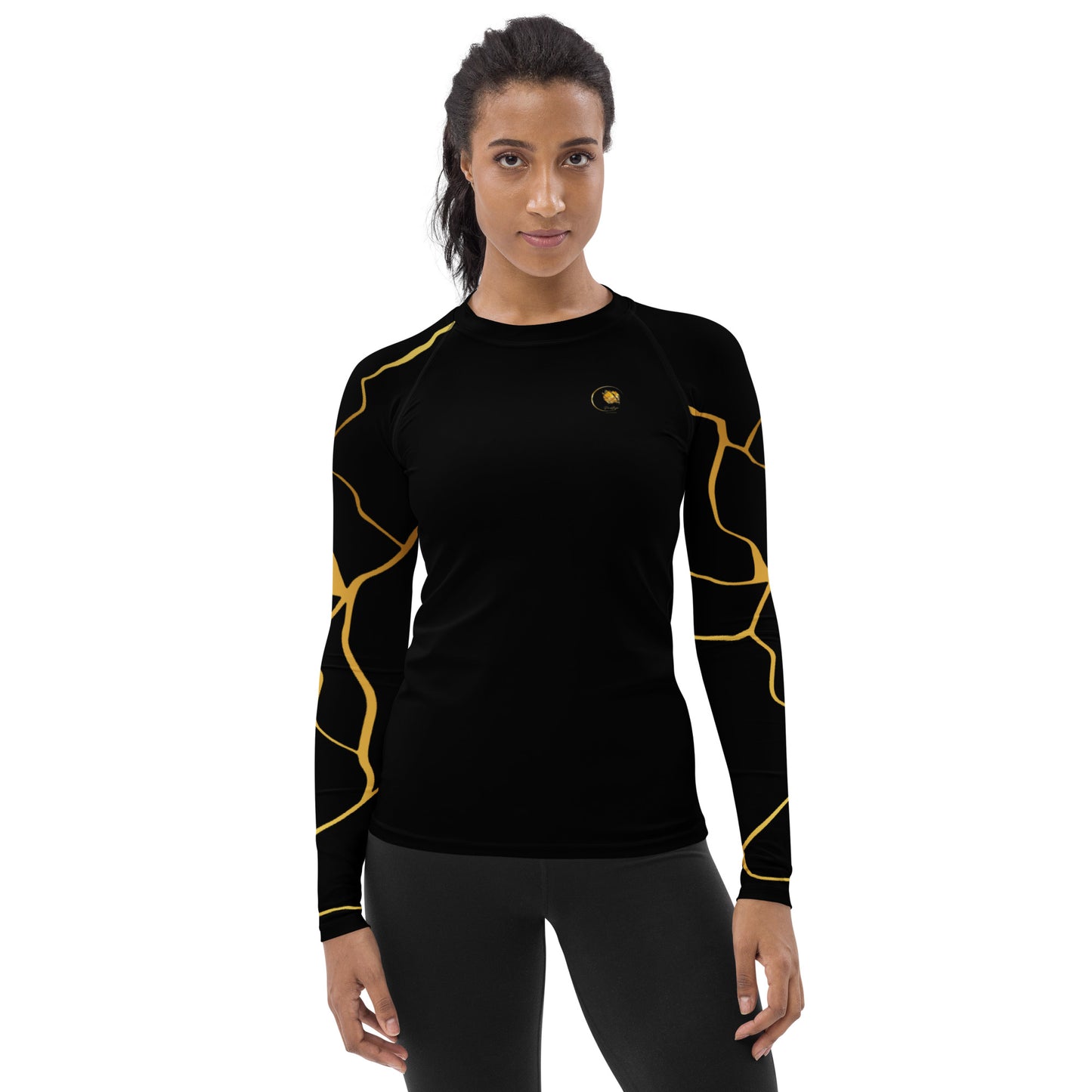 T-shirt de Compression Prestige™ pour Femme Noir et Or Filament