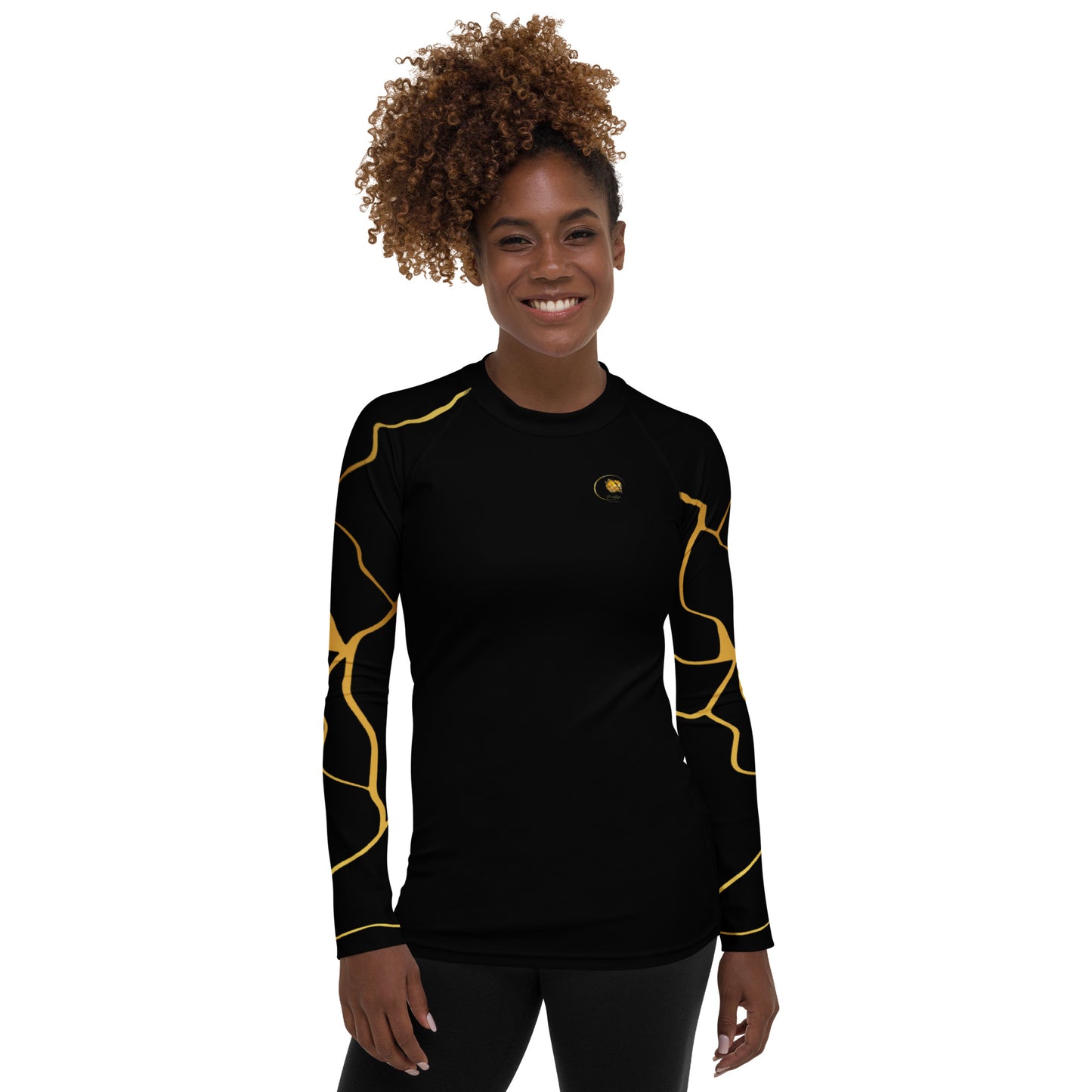 T-shirt de Compression Prestige™ pour Femme Noir et Or Filament