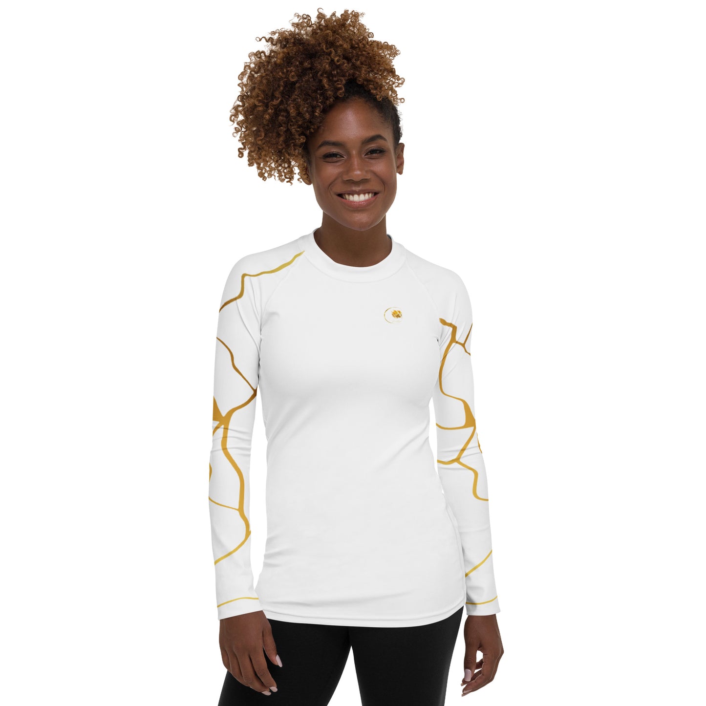 Prestige™ Kompressions-T-Shirt für Damen, weißes und goldenes Filament