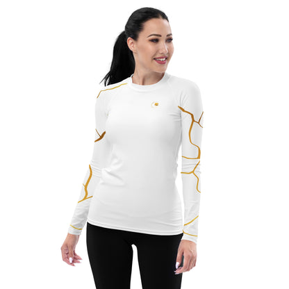 Prestige™ Kompressions-T-Shirt für Damen, weißes und goldenes Filament