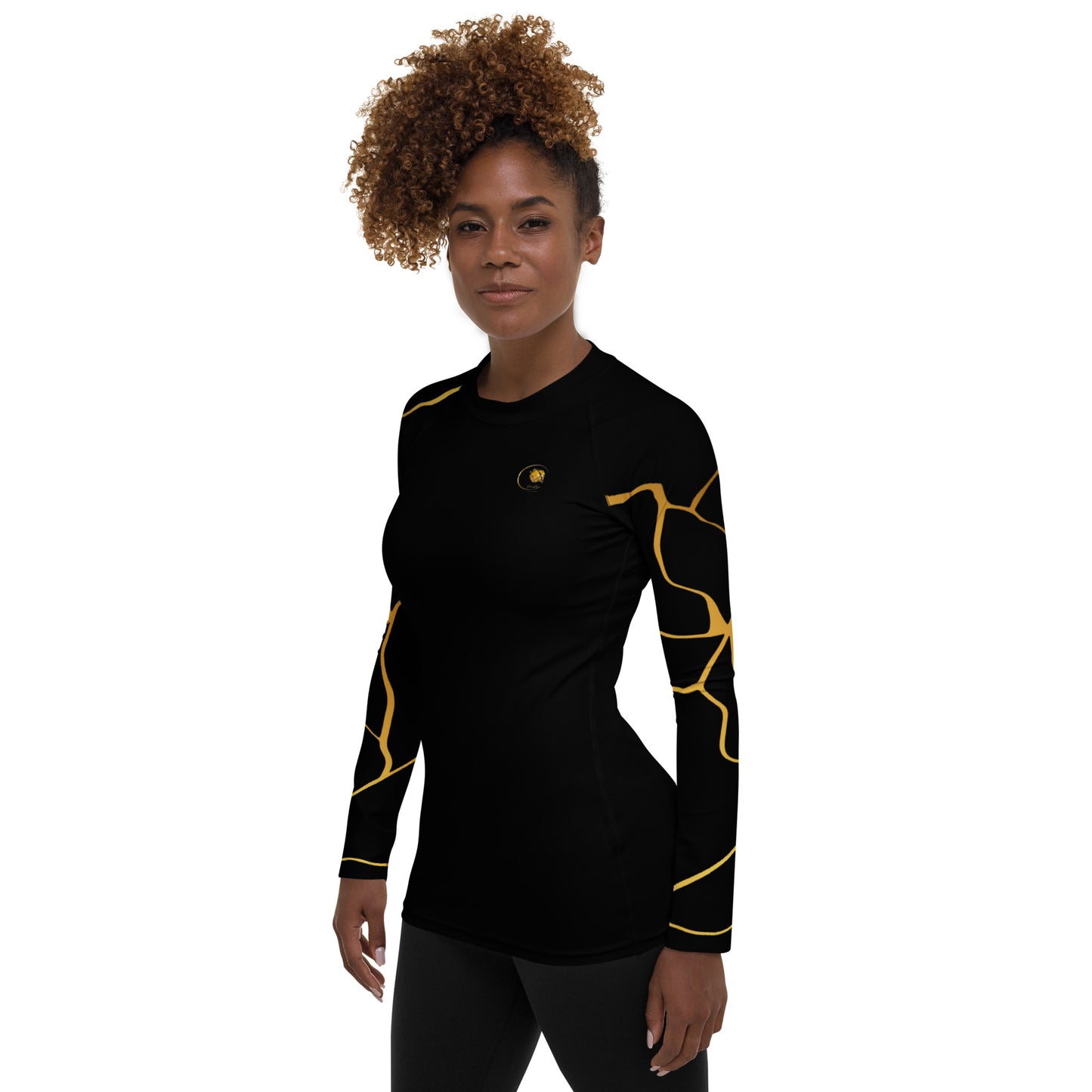 T-shirt de Compression Prestige™ pour Femme Noir et Or Filament