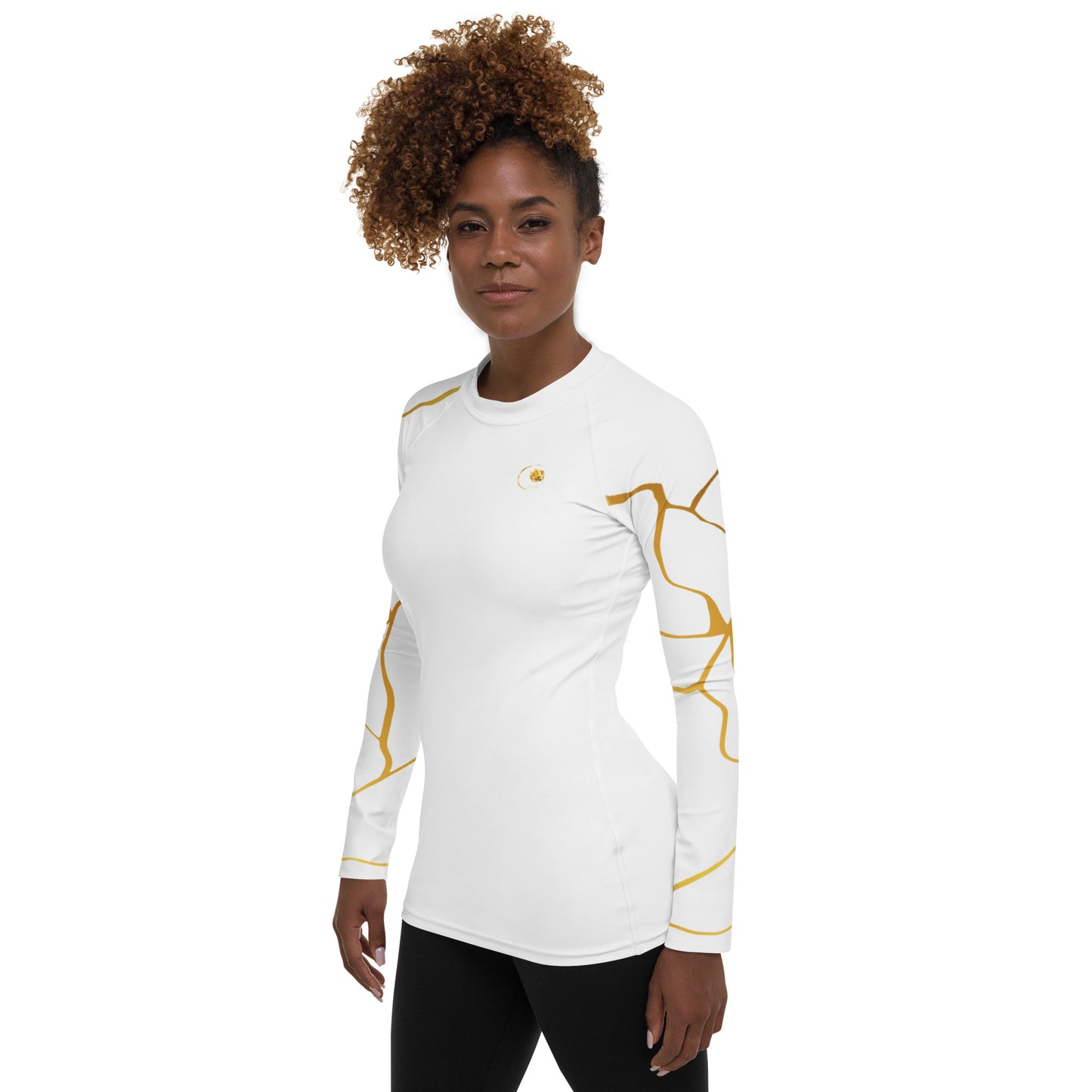 Prestige™ Kompressions-T-Shirt für Damen, weißes und goldenes Filament