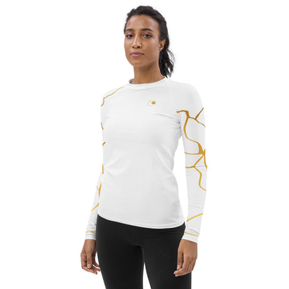 Prestige™ Kompressions-T-Shirt für Damen, weißes und goldenes Filament