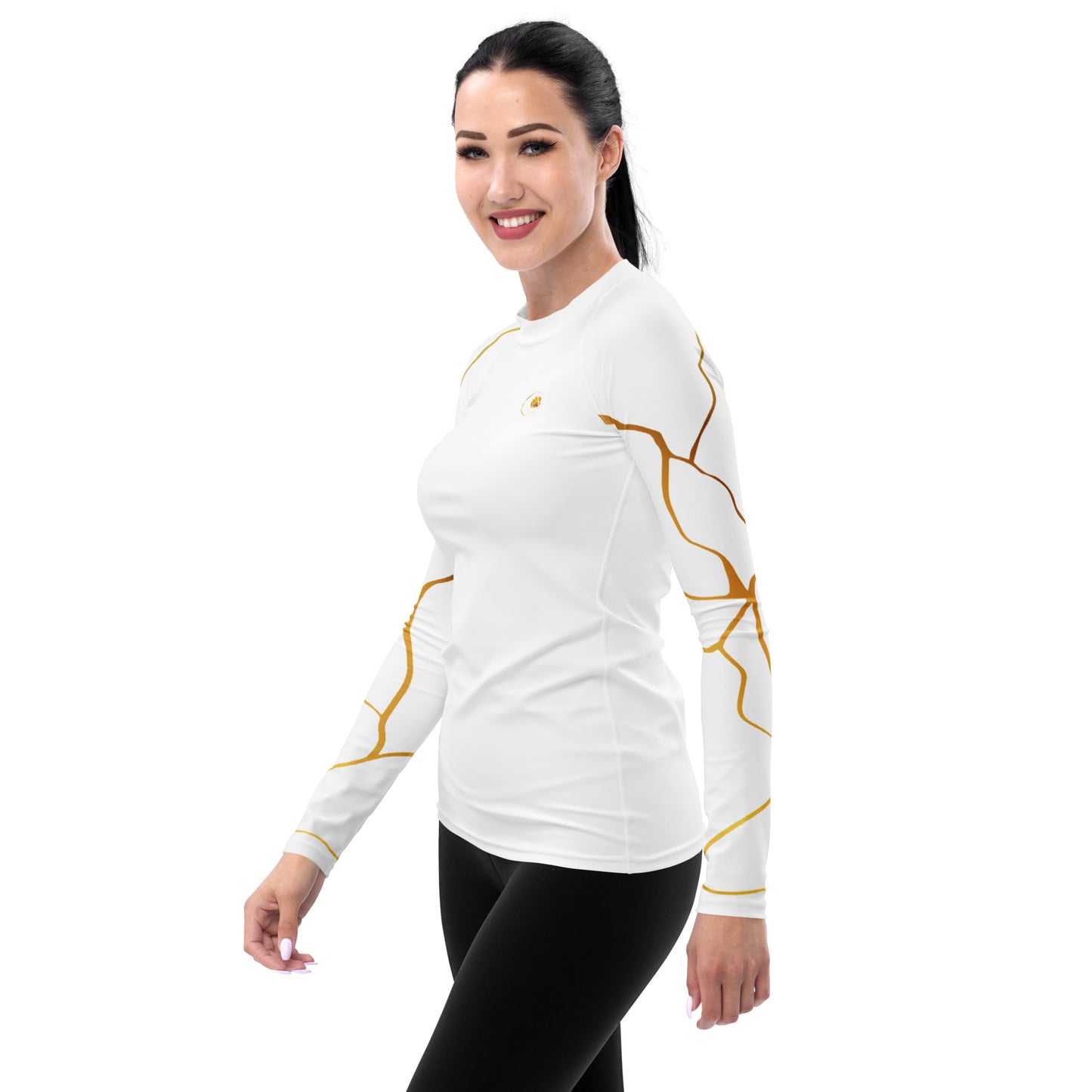 Prestige™ Kompressions-T-Shirt für Damen, weißes und goldenes Filament