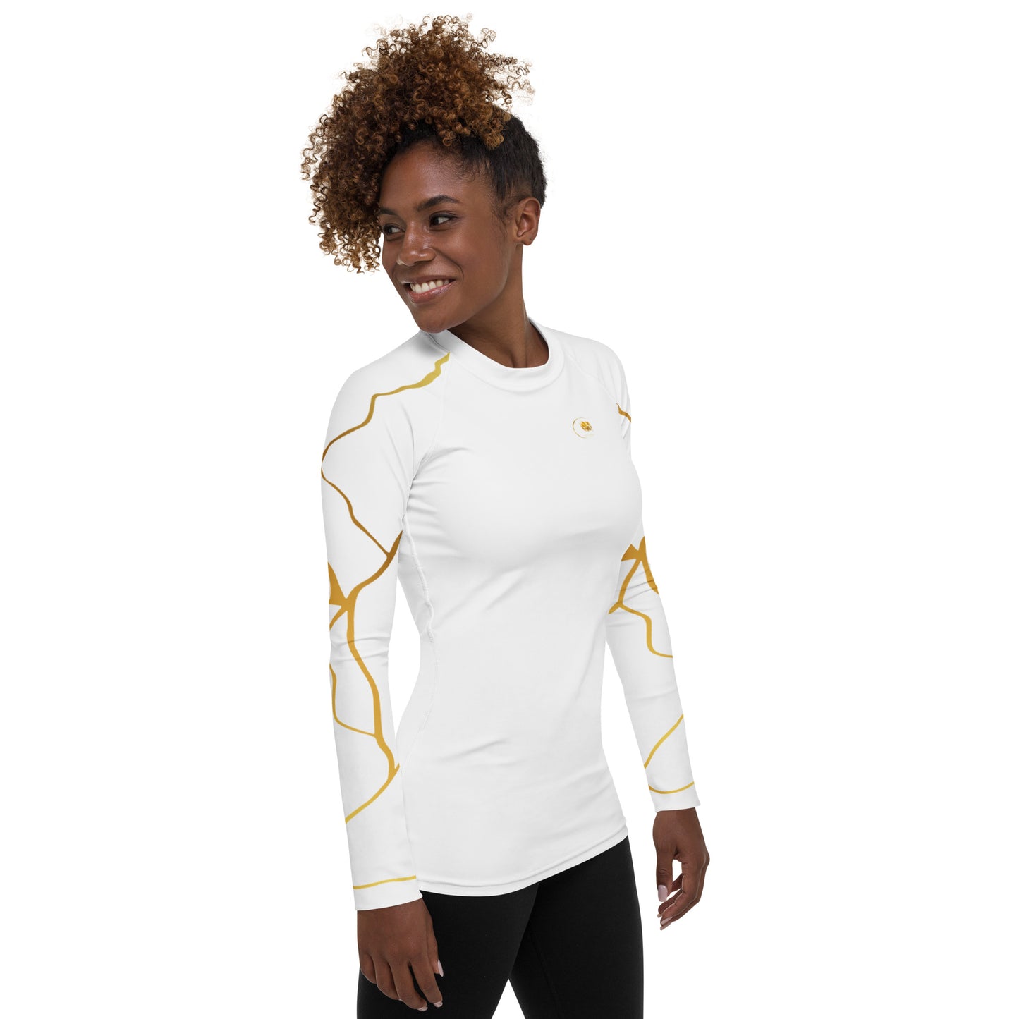 Prestige™ Kompressions-T-Shirt für Damen, weißes und goldenes Filament