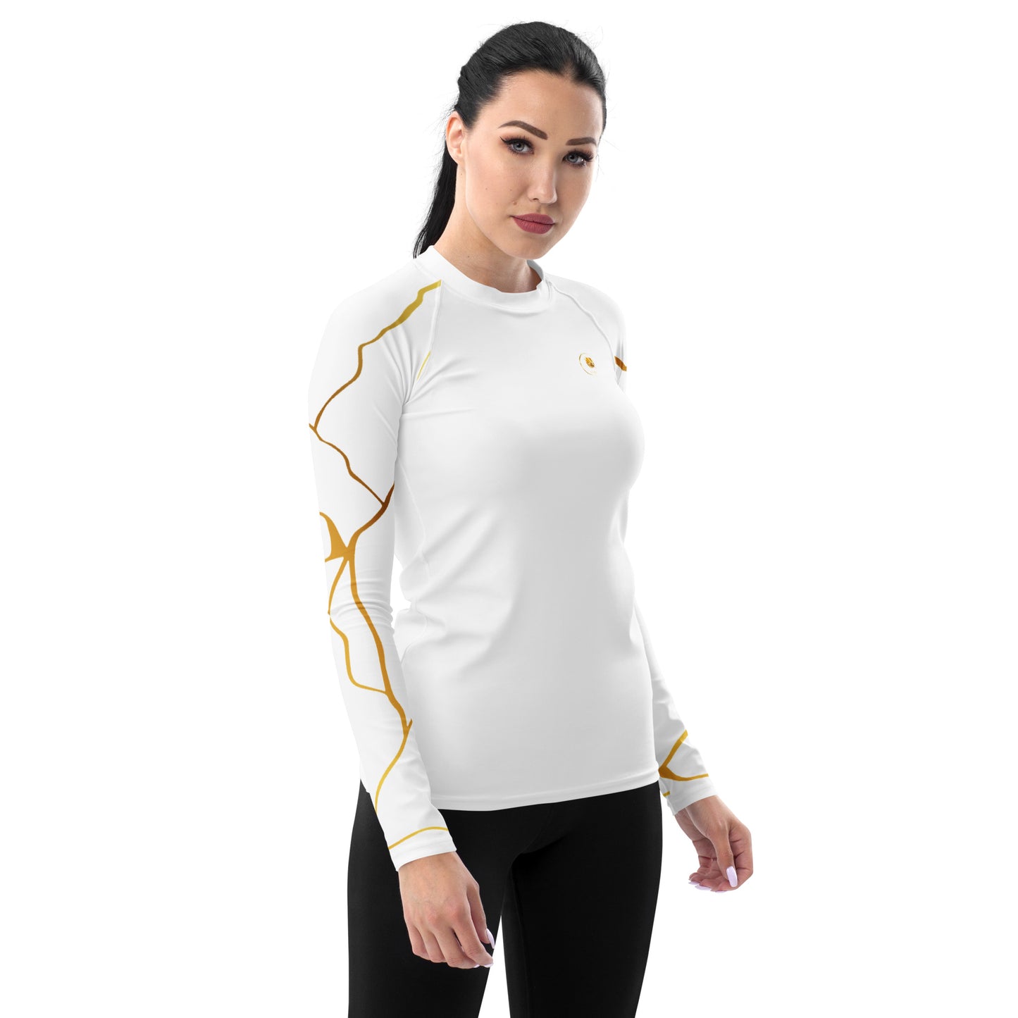 Prestige™ Kompressions-T-Shirt für Damen, weißes und goldenes Filament