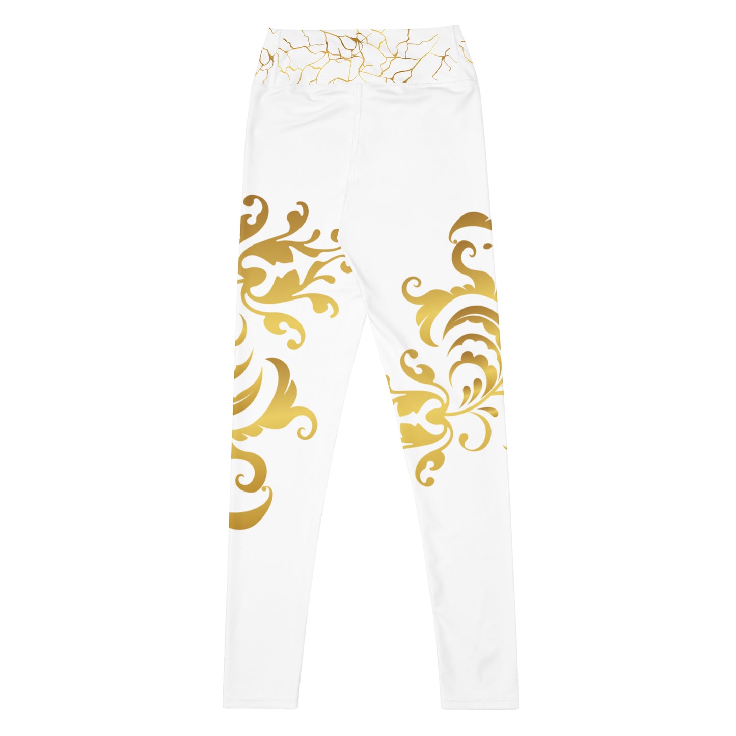 Legging de Yoga Prestige™ Blanc et Or Floraison