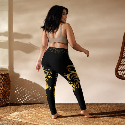 Prestige™ blühende Yoga-Leggings in Schwarz und Gold