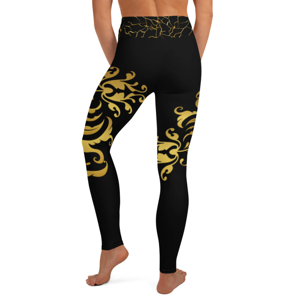 Prestige™ blühende Yoga-Leggings in Schwarz und Gold