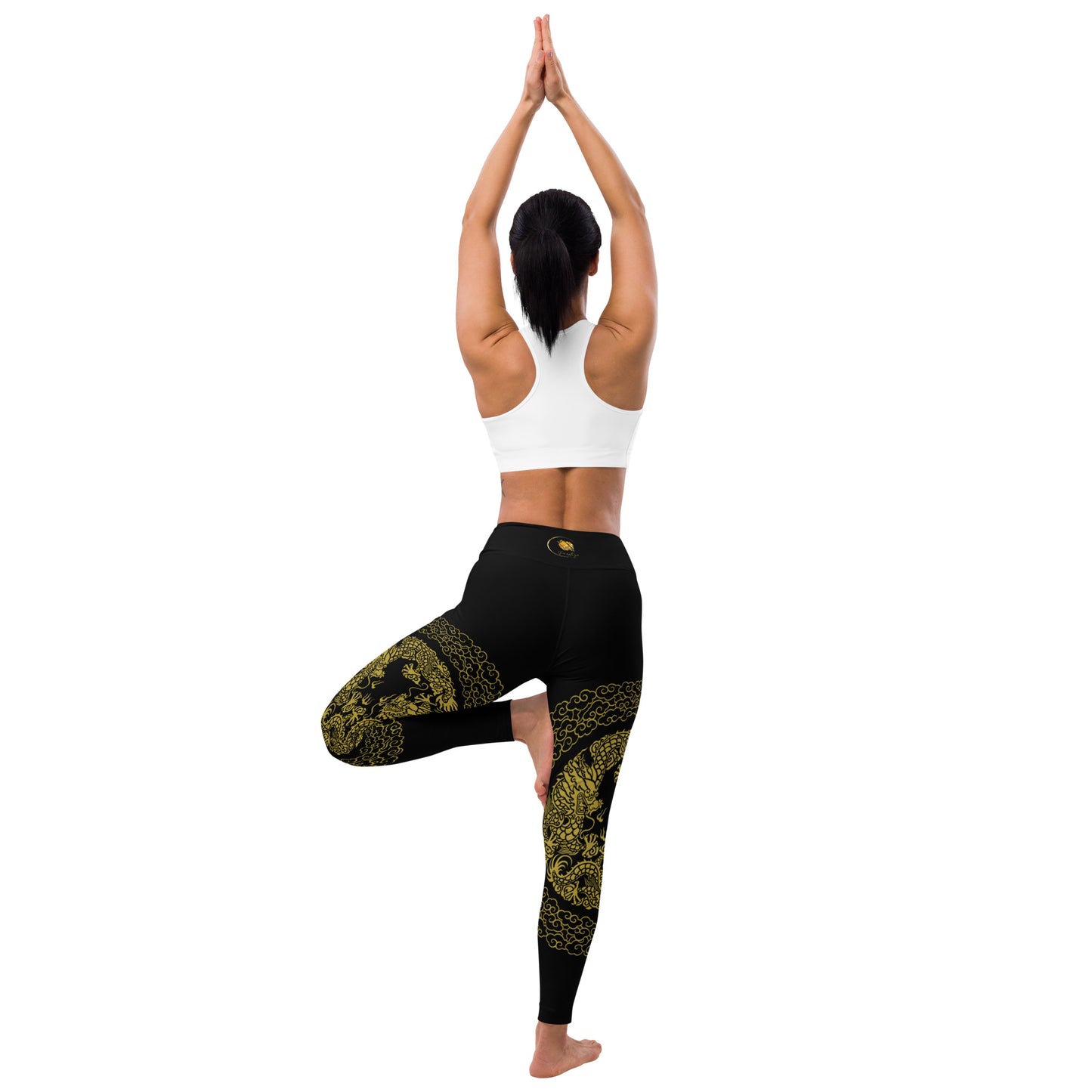 Legging de Yoga Prestige™ Noir et Or Dragon