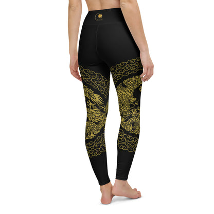 Legging de Yoga Prestige™ Noir et Or Dragon