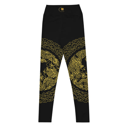 Legging de Yoga Prestige™ Noir et Or Dragon