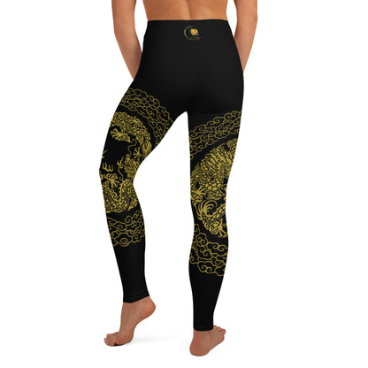 Legging de Yoga Prestige™ Noir et Or Dragon