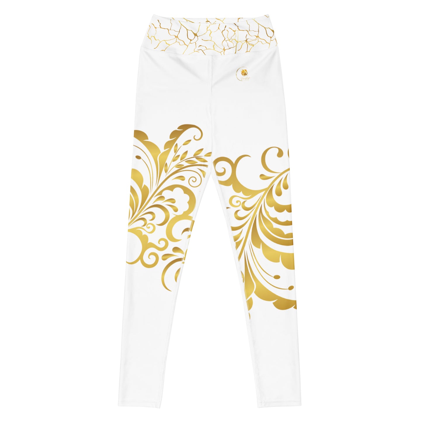 Legging de Yoga Prestige™ Blanc et Or Floraison