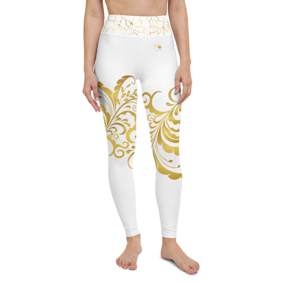 Legging de Yoga Prestige™ Blanc et Or Floraison