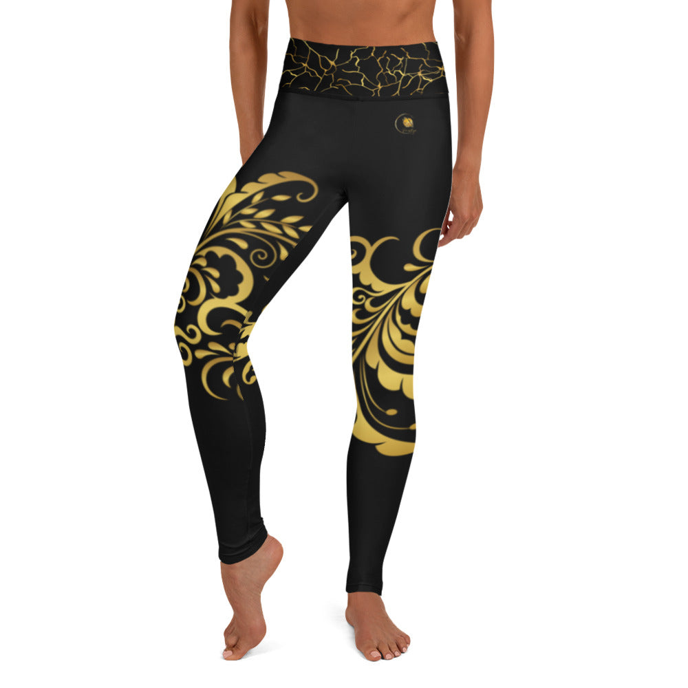 Prestige™ blühende Yoga-Leggings in Schwarz und Gold