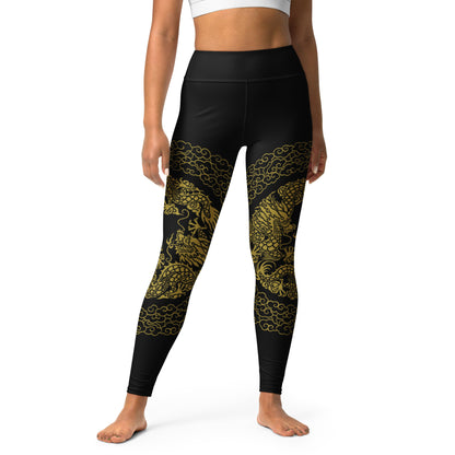 Legging de Yoga Prestige™ Noir et Or Dragon