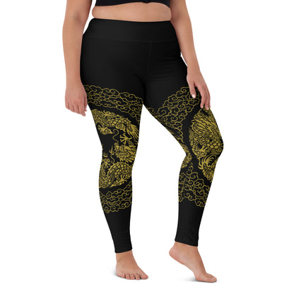 Legging de Yoga Prestige™ Noir et Or Dragon