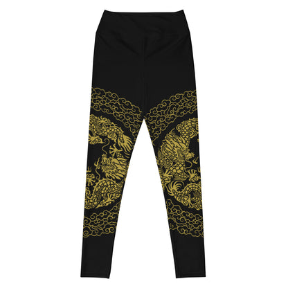 Legging de Yoga Prestige™ Noir et Or Dragon