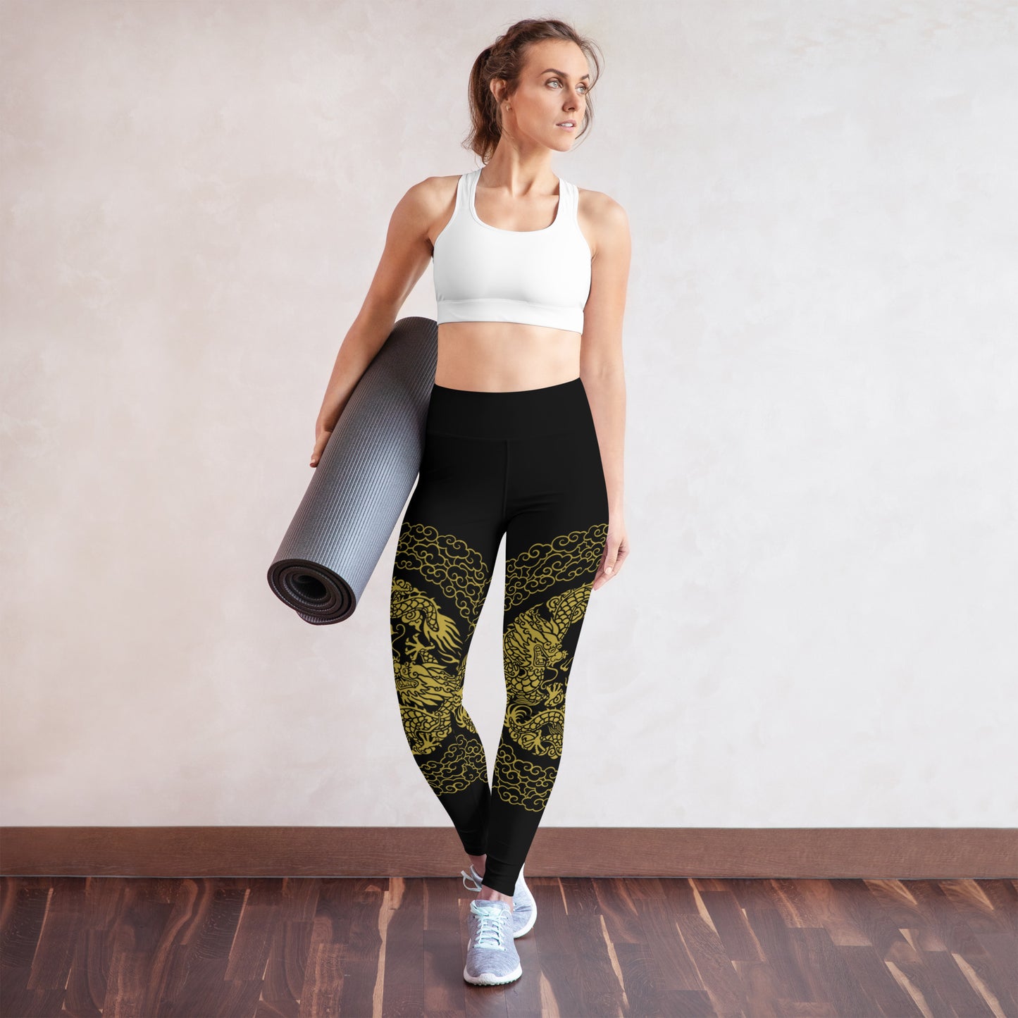 Legging de Yoga Prestige™ Noir et Or Dragon