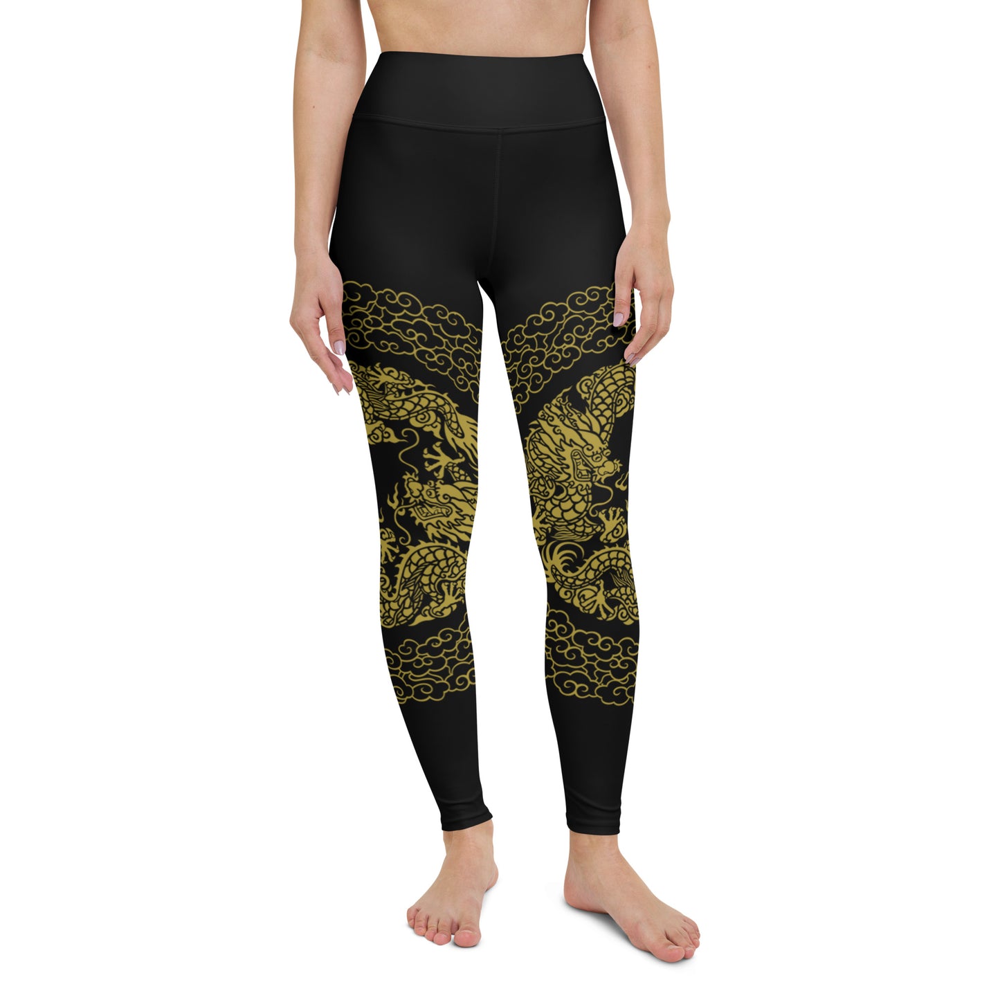 Legging de Yoga Prestige™ Noir et Or Dragon