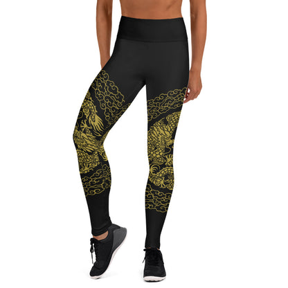 Legging de Yoga Prestige™ Noir et Or Dragon