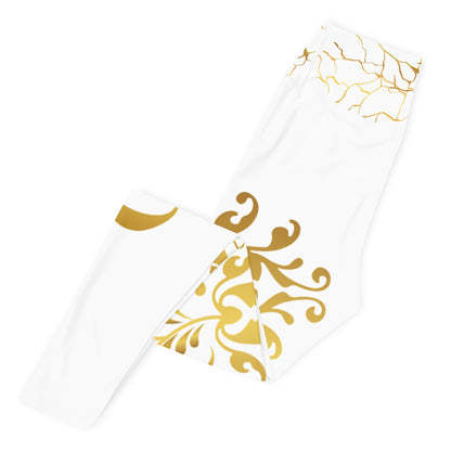 Legging de Yoga Prestige™ Blanc et Or Floraison