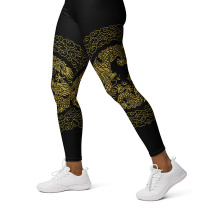 Legging de Yoga Prestige™ Noir et Or Dragon