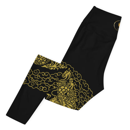 Legging de Yoga Prestige™ Noir et Or Dragon