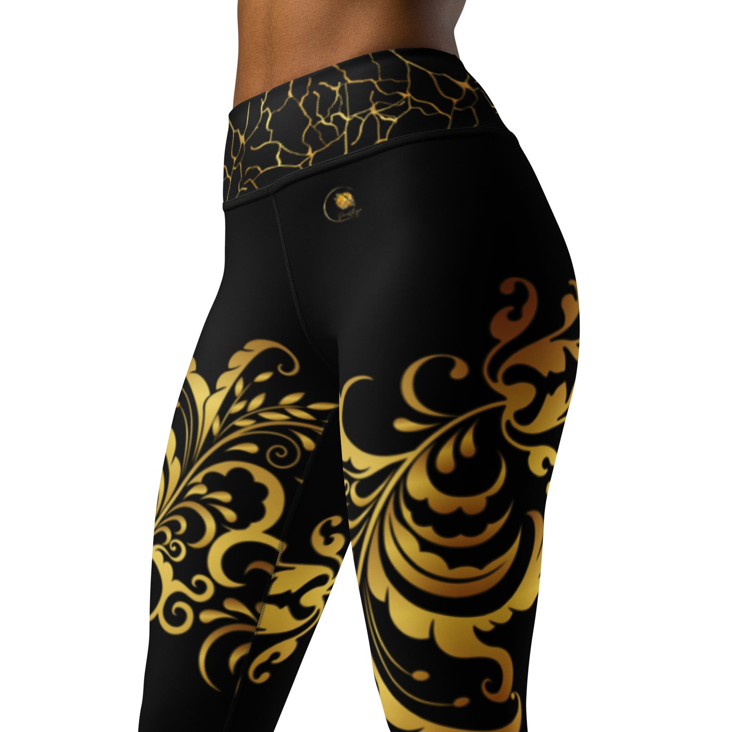 Prestige™ blühende Yoga-Leggings in Schwarz und Gold