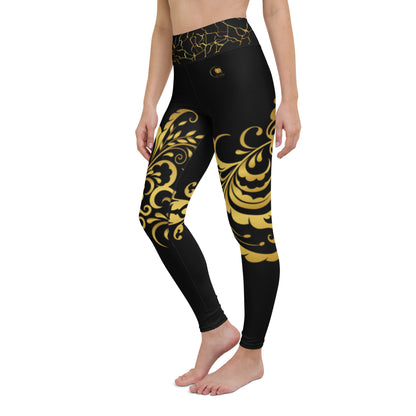 Prestige™ blühende Yoga-Leggings in Schwarz und Gold