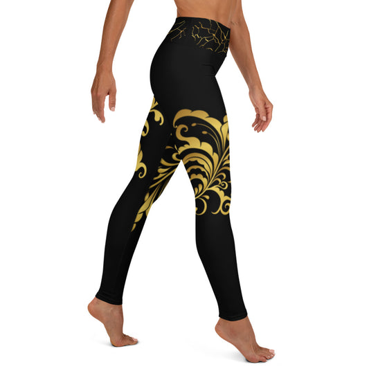 Legging de Yoga Prestige™ Noir et Or Floraison