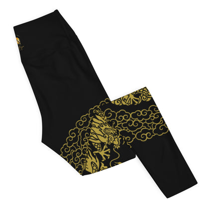 Legging de Yoga Prestige™ Noir et Or Dragon