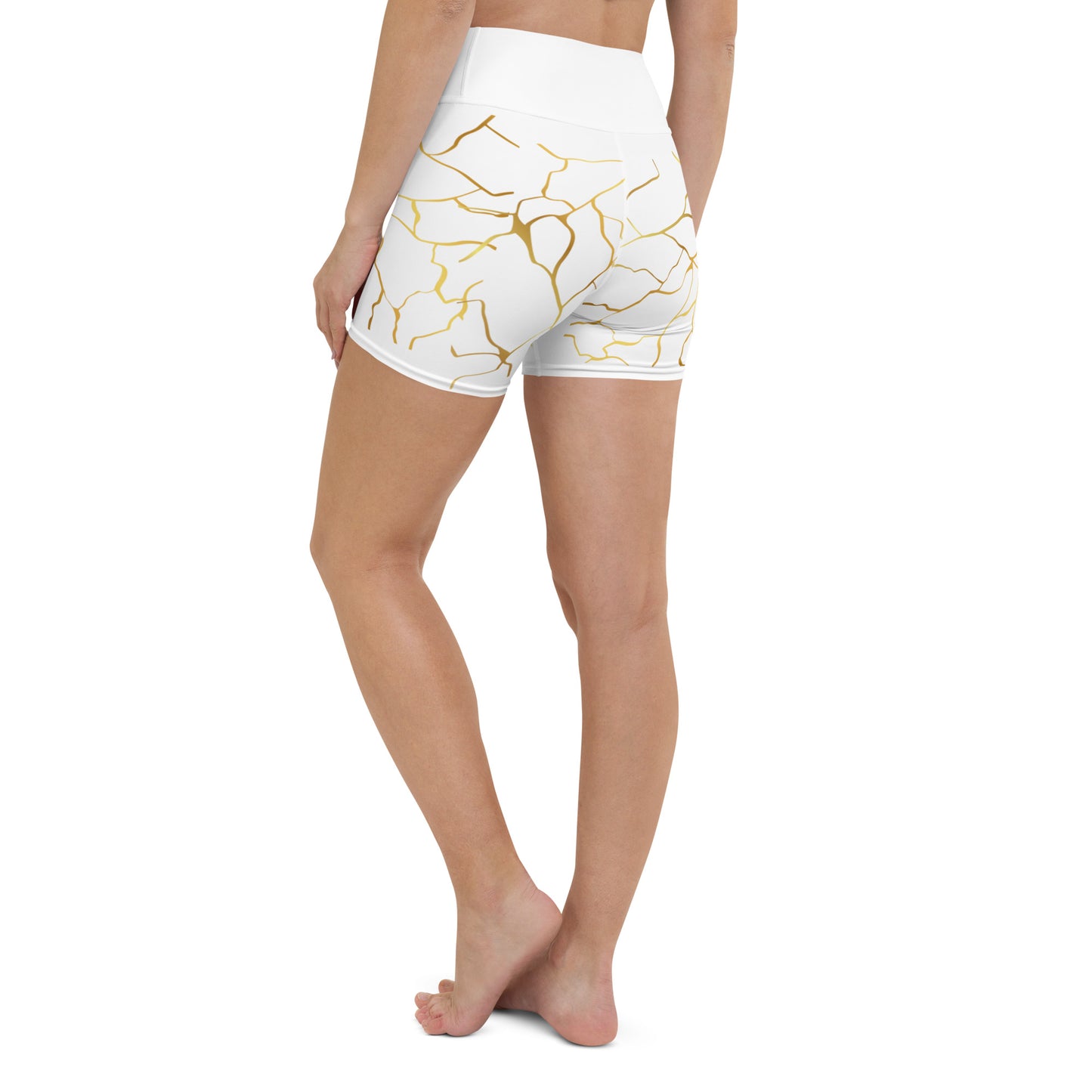 Short de Yoga Prestige™ Blanc et Or Filament