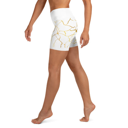 Short de Yoga Prestige™ Blanc et Or Filament