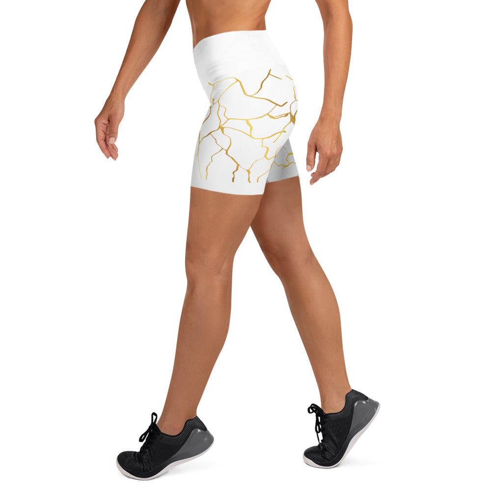 Short de Yoga Prestige™ Blanc et Or Filament