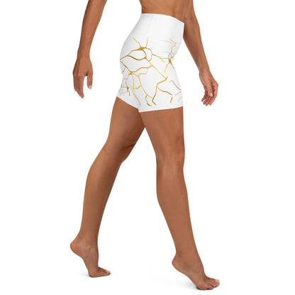 Short de Yoga Prestige™ Blanc et Or Filament