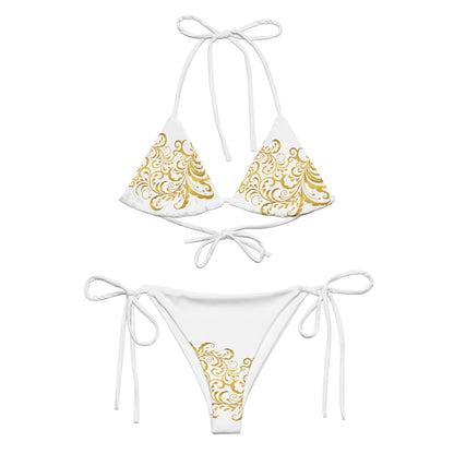 Bikini à string Prestige™ Floraison Blanc et Or - Prestige SXM