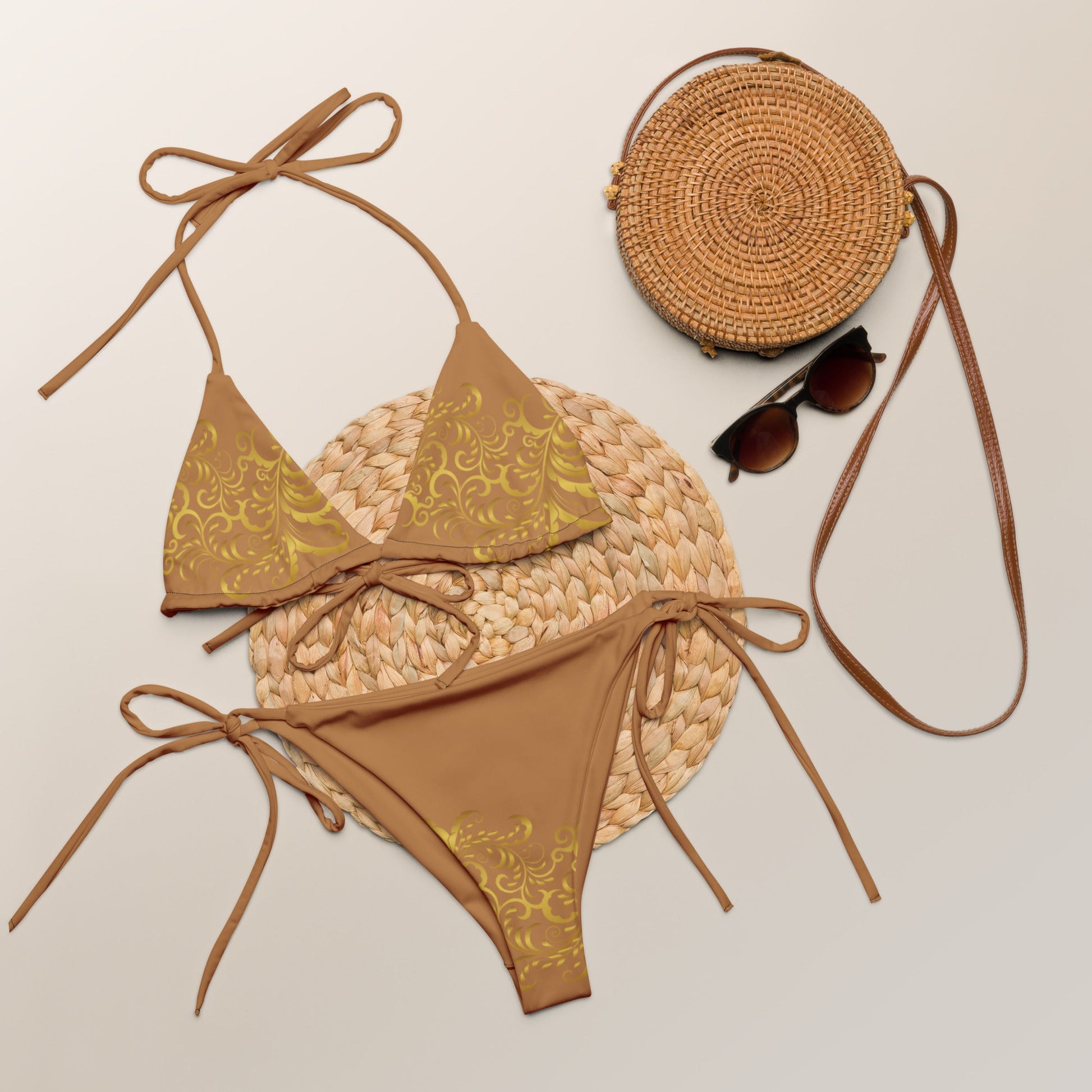 Bikini à string Prestige™ Floraison Nue et Or - Prestige SXM