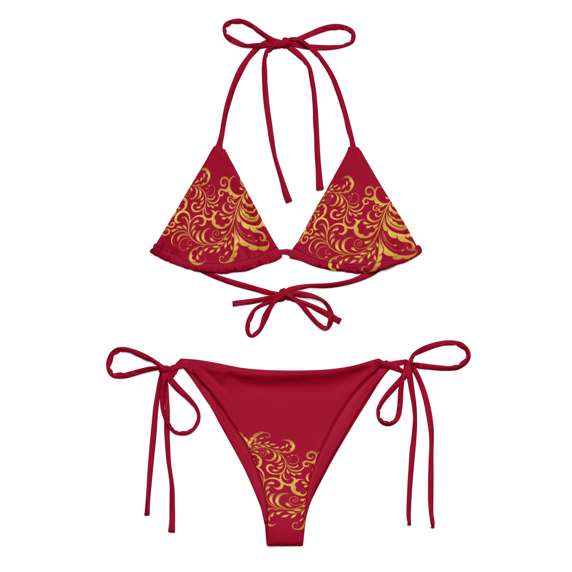 Bikini à string Prestige™ Floraison Vin et Or - Prestige SXM